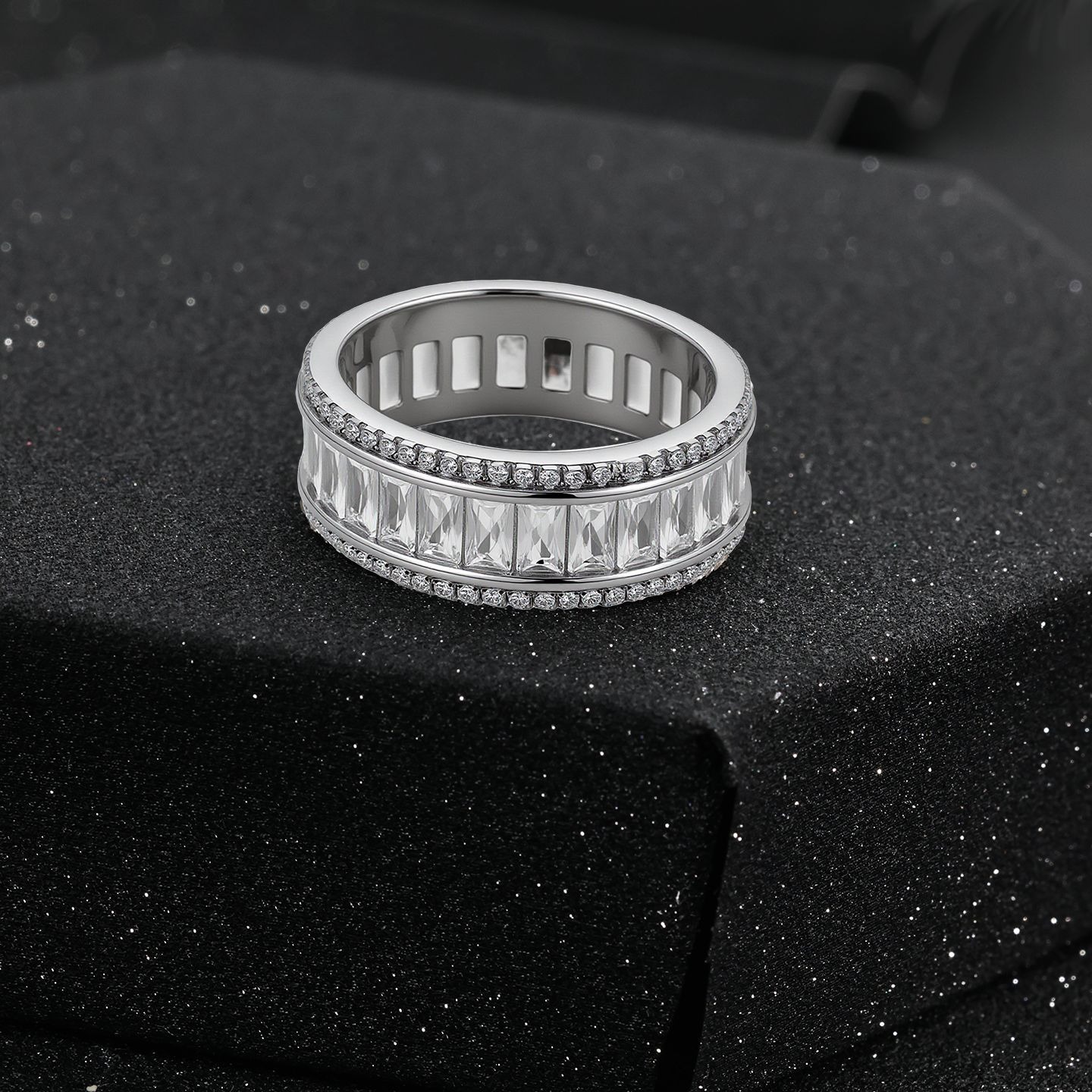 S925 Sterling Silver Triple-Row Wide Band Ring
