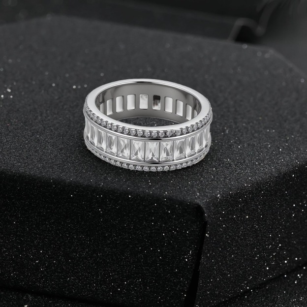 S925 Sterling Silver Triple-Row Wide Band Ring