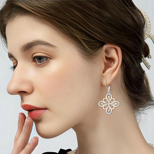 Sacred Witch Knot S925 Silver Two-Tone Dangle Earrings