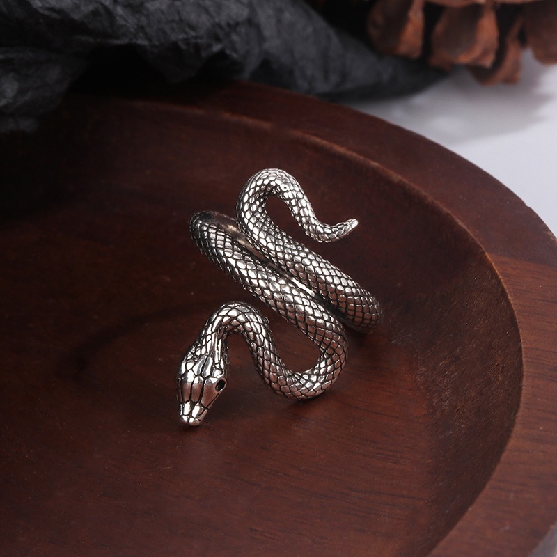 Serpent Guardian S925 Sterling Silver Vintage 3D Snake Ring
