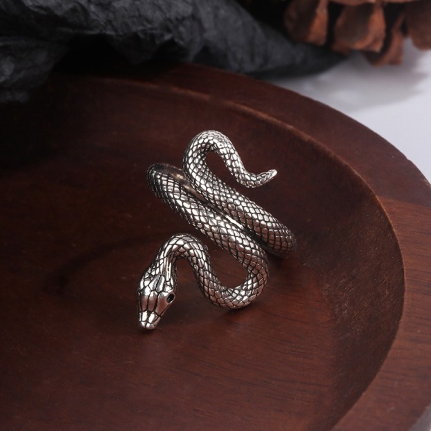 Serpent Guardian S925 Sterling Silver Vintage 3D Snake Ring