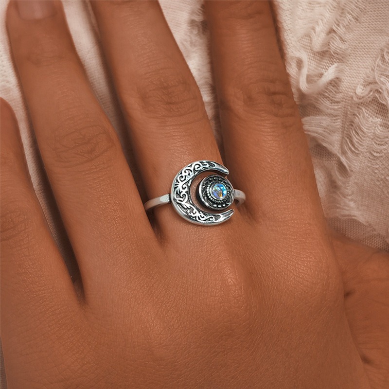 S925 Sterling Silver Vintage Filigree Moonstone Ring