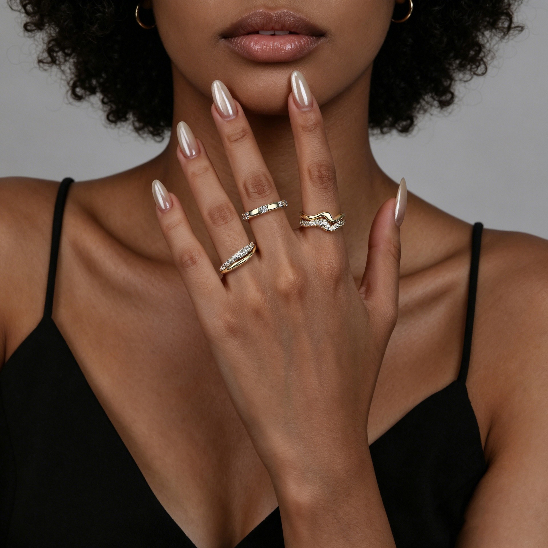 14K Gold Two-Layer Interlocking Wave Ring
