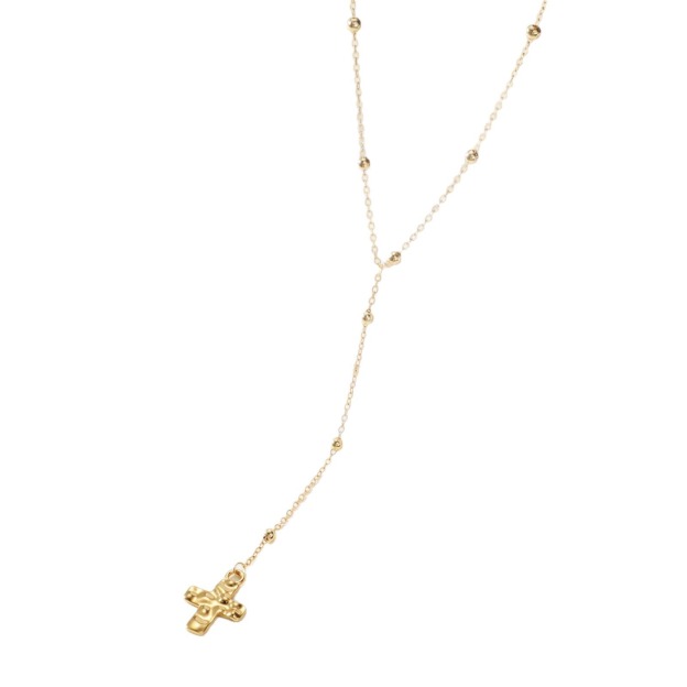 "Divine Layering" 14K Gold Cross Lariat Necklace