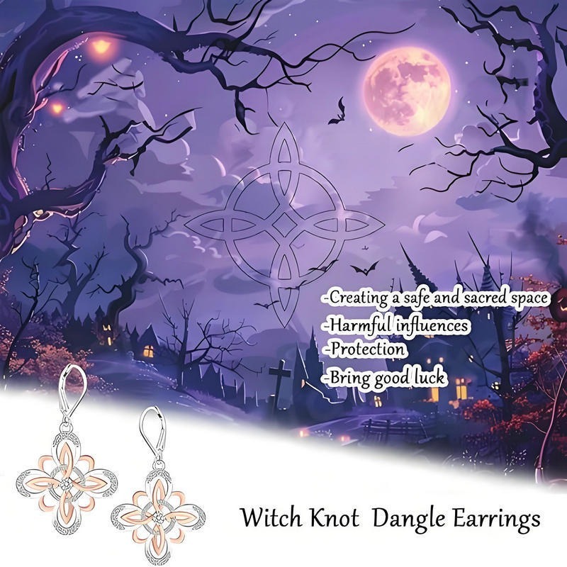 Sacred Witch Knot S925 Silver Two-Tone Dangle Earrings