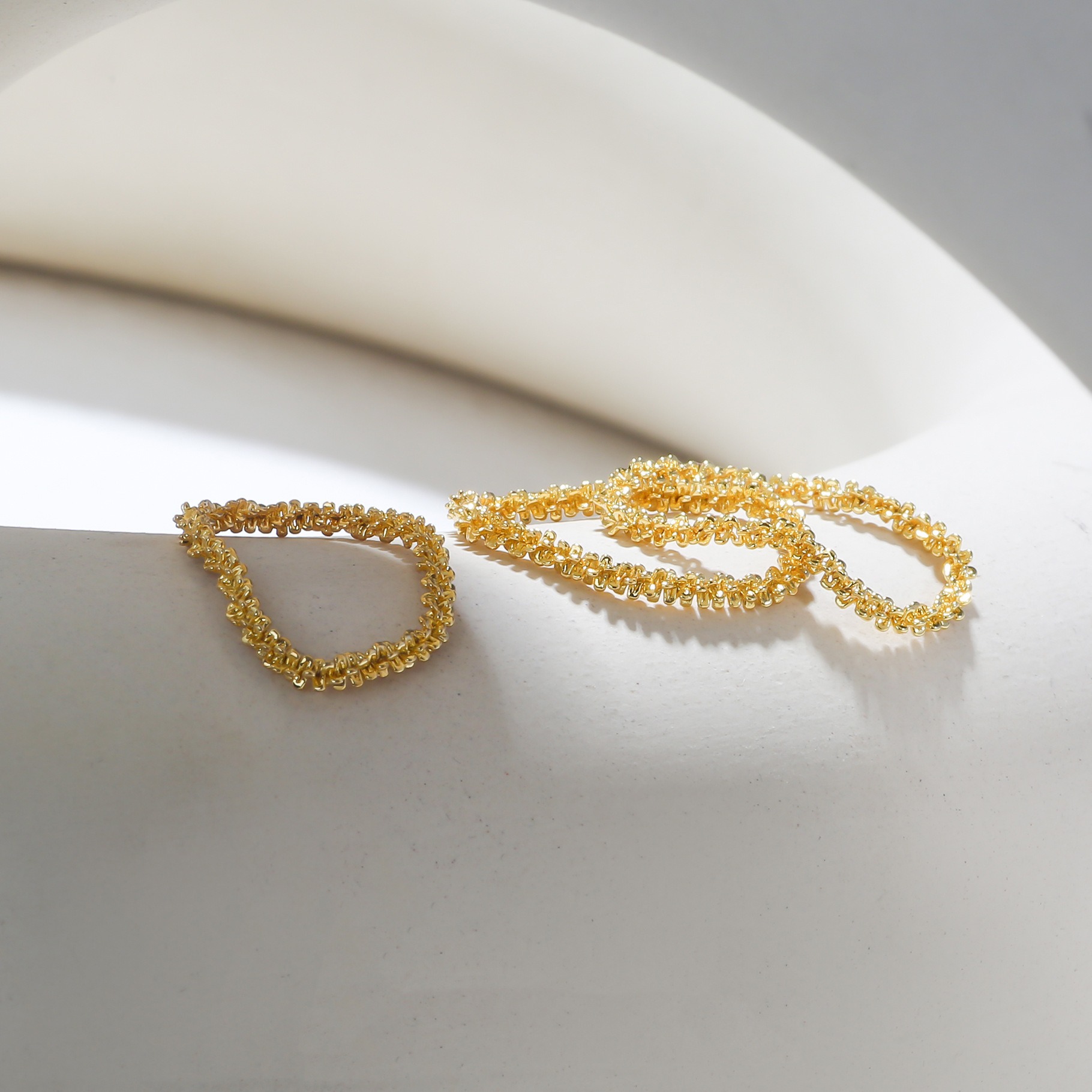 14K Gold S925 Silver Textured Soft Ring