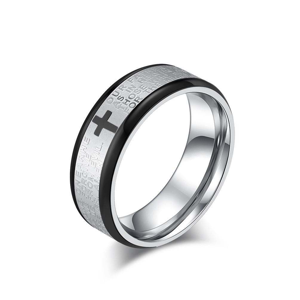 Divine Scripture Premium 316L Stainless Steel Engraved Cross Prayer Ring