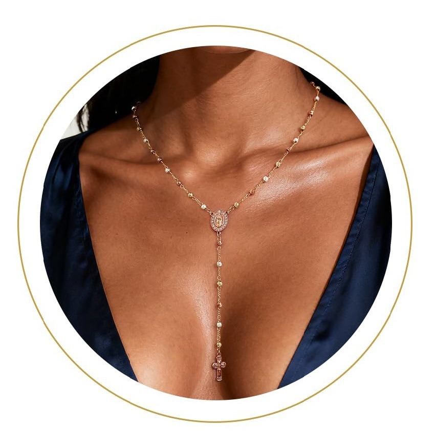 "Divine Layering" 14K Gold Cross Lariat Necklace
