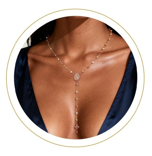 "Divine Layering" 14K Gold Cross Lariat Necklace