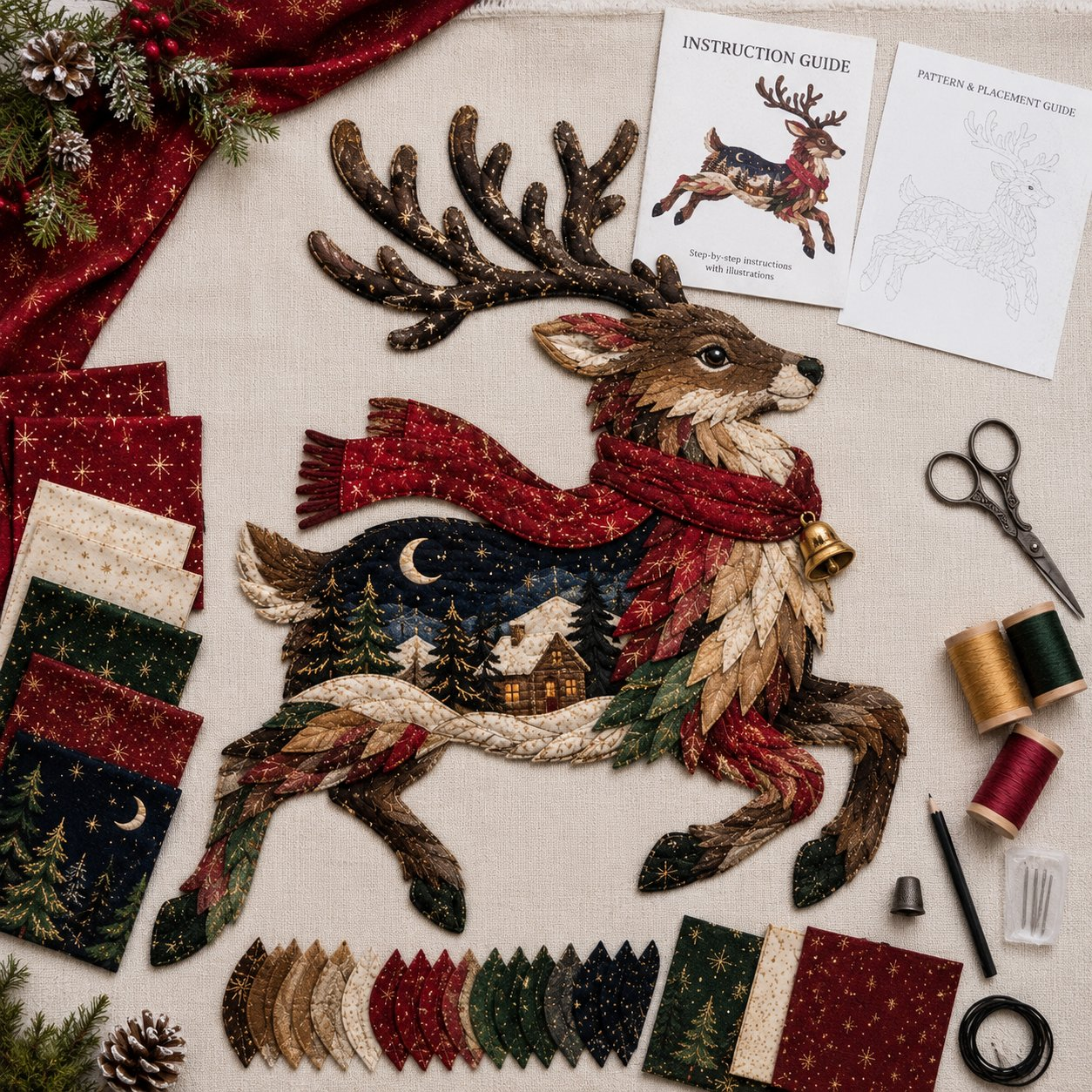 🎄🎅Christmas Woodland Wildlife DIY Patchwork Kit – ✨Create a Festive Handmade Keepsake