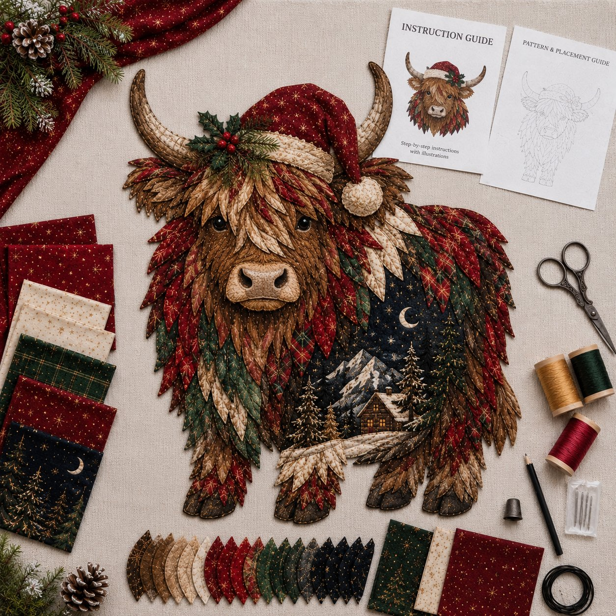 🎄🎅Christmas Woodland Wildlife DIY Patchwork Kit – ✨Create a Festive Handmade Keepsake