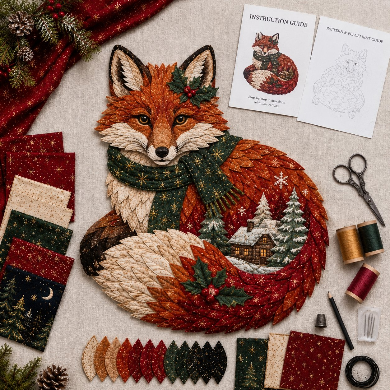 🎄🎅Christmas Woodland Wildlife DIY Patchwork Kit – ✨Create a Festive Handmade Keepsake