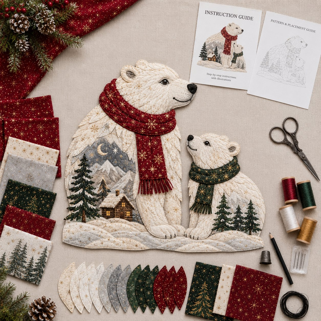 🎄🎅Christmas Woodland Wildlife DIY Patchwork Kit – ✨Create a Festive Handmade Keepsake