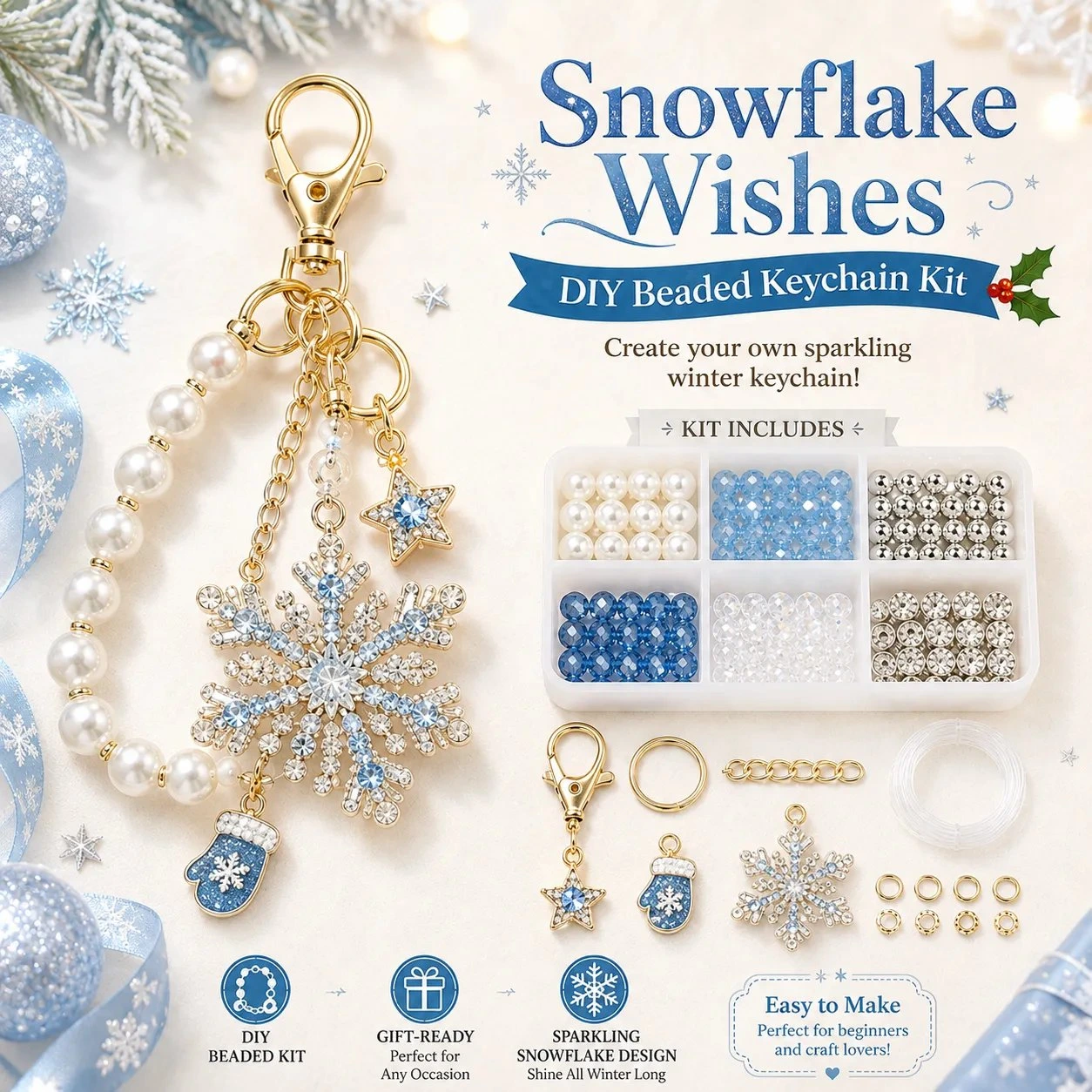 🎄 Christmas Sparkle DIY Beaded Keychain Collection 🔥