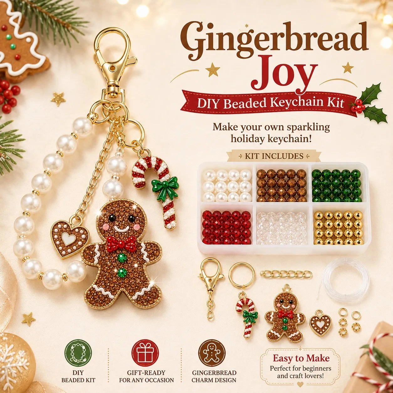 🎄 Christmas Sparkle DIY Beaded Keychain Collection 🔥