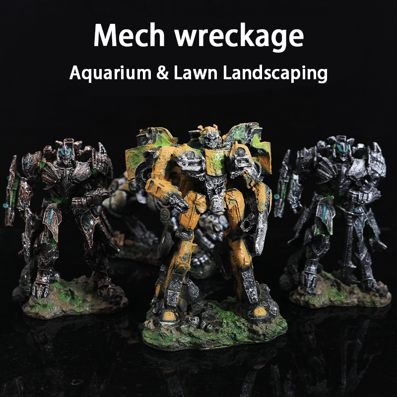 Aquarium landscaping robot, resin landscape aquarium craft, creative ornament, simulated living room decoration.-vidsheer