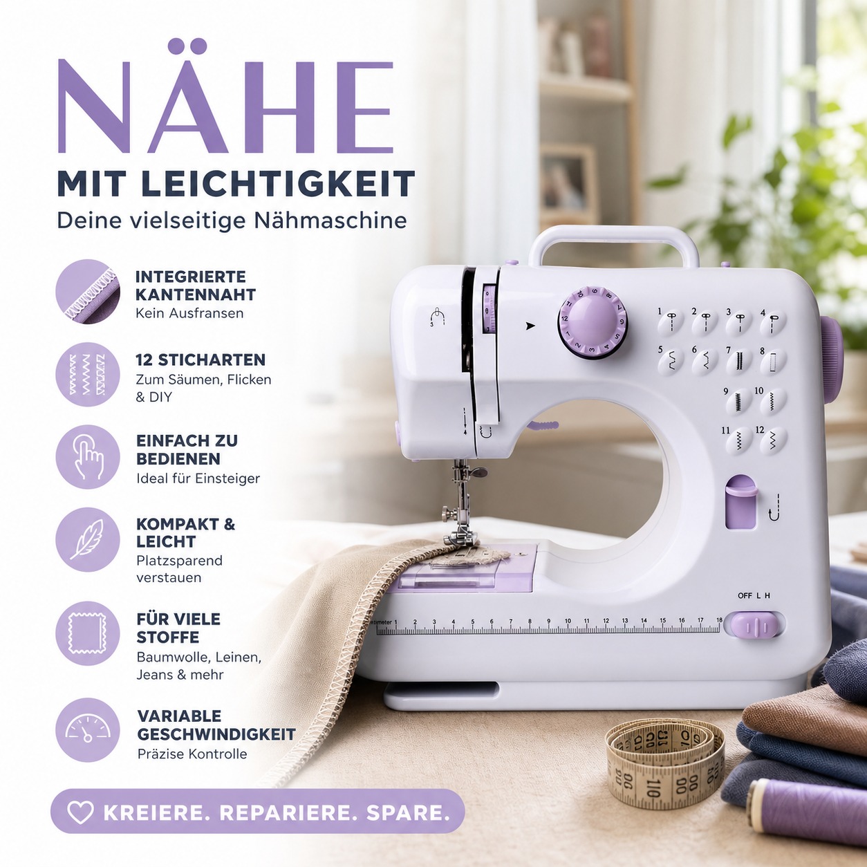 🛍️ Mini Sewing Machine for Home – 12 Stitches, Durable & Compact – Ideal for Repairs & DIY Projects ✂️