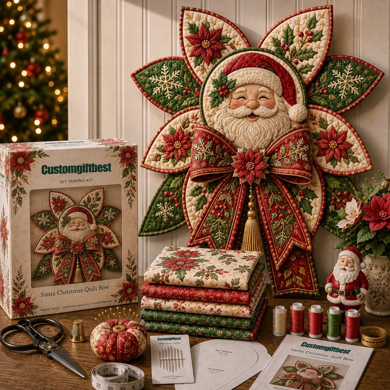 Christmas DIY Quilt Bow Sewing Kit 🎄
