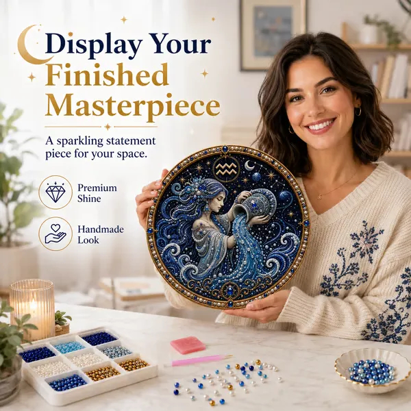 ✨ Premium 3D Pearl 12 Zodiac Signs Art Kit | Luxury Flocked Canvas with Scratch-Resistant Non-Fading Pearl Beads DIY Handmade Astrology Decor ♈🌙💎