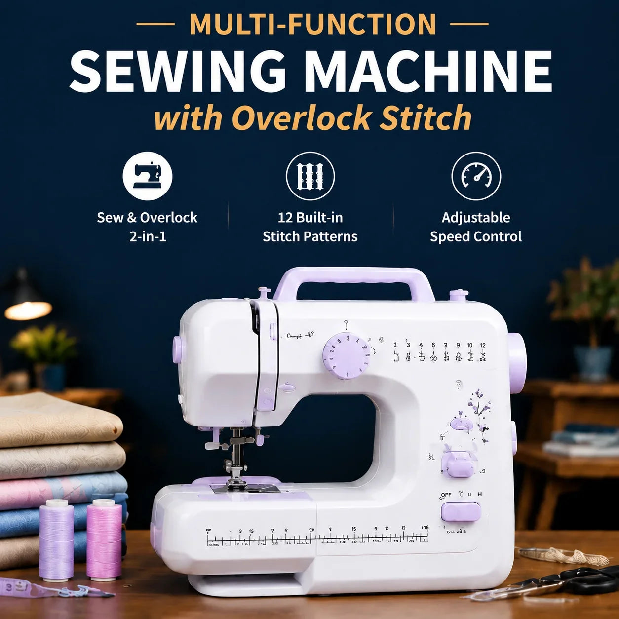 🛍️ Mini Sewing Machine for Home – 12 Stitches, Durable & Compact – Ideal for Repairs & DIY Projects ✂️