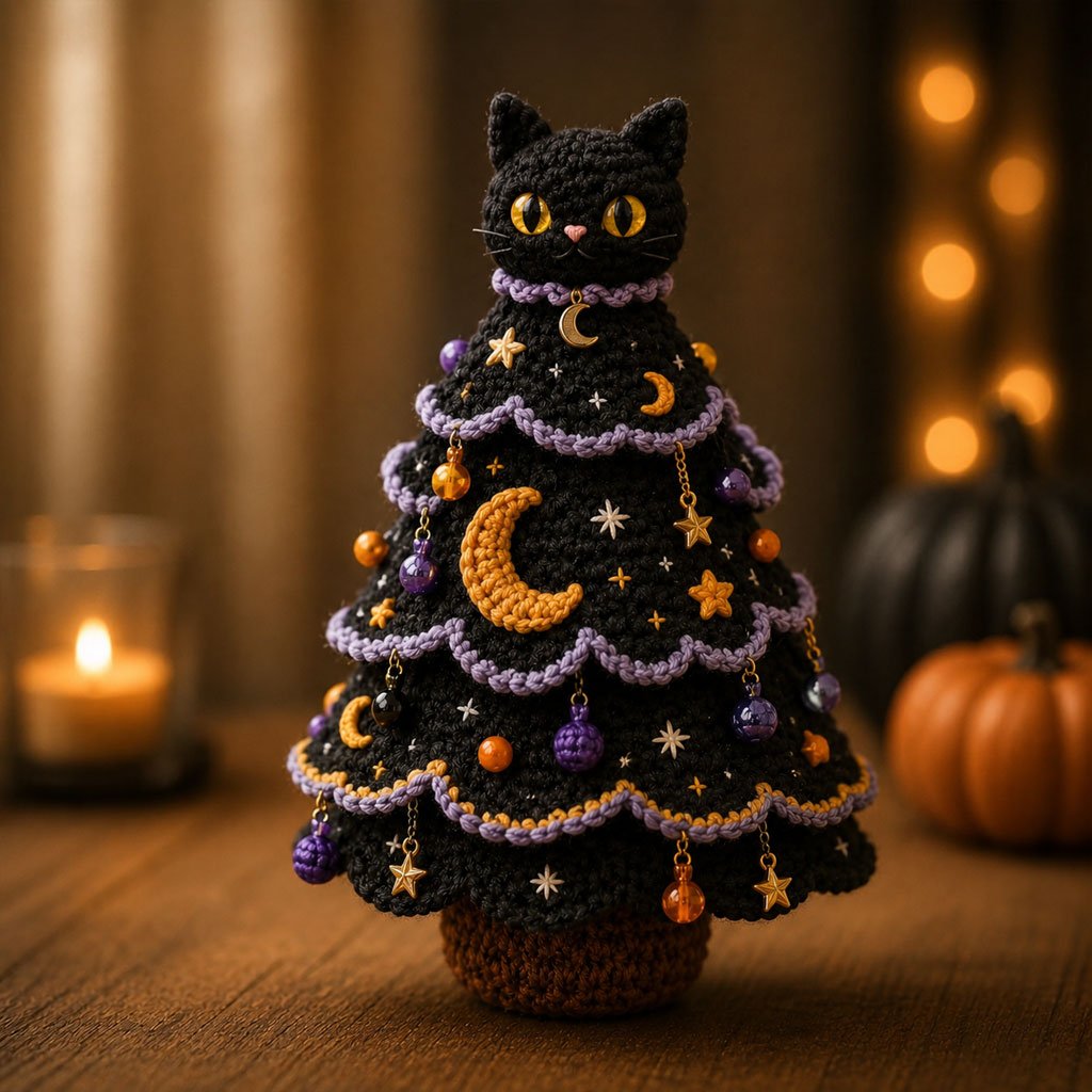  Halloween Tree DIY Crochet Kit | All-In-One Kit for a Layered 7-Inch Spooky Tabletop Decoration 🧶👻✨