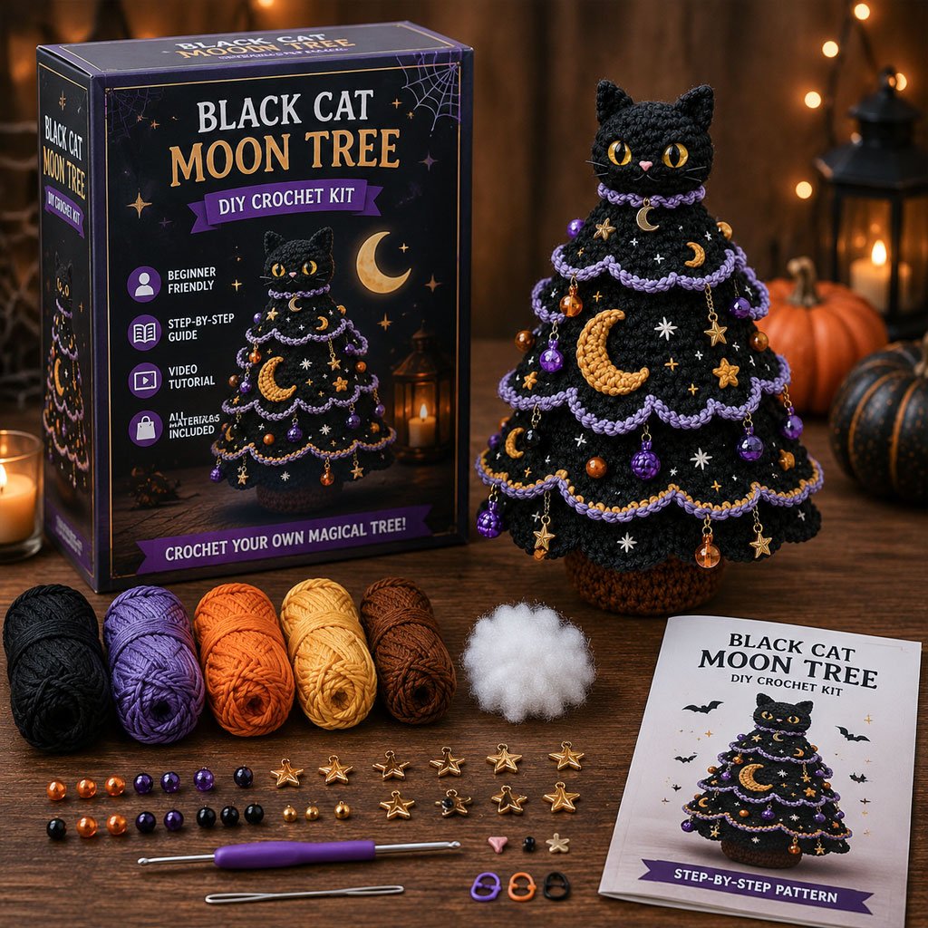  Halloween Tree DIY Crochet Kit | All-In-One Kit for a Layered 7-Inch Spooky Tabletop Decoration 🧶👻✨