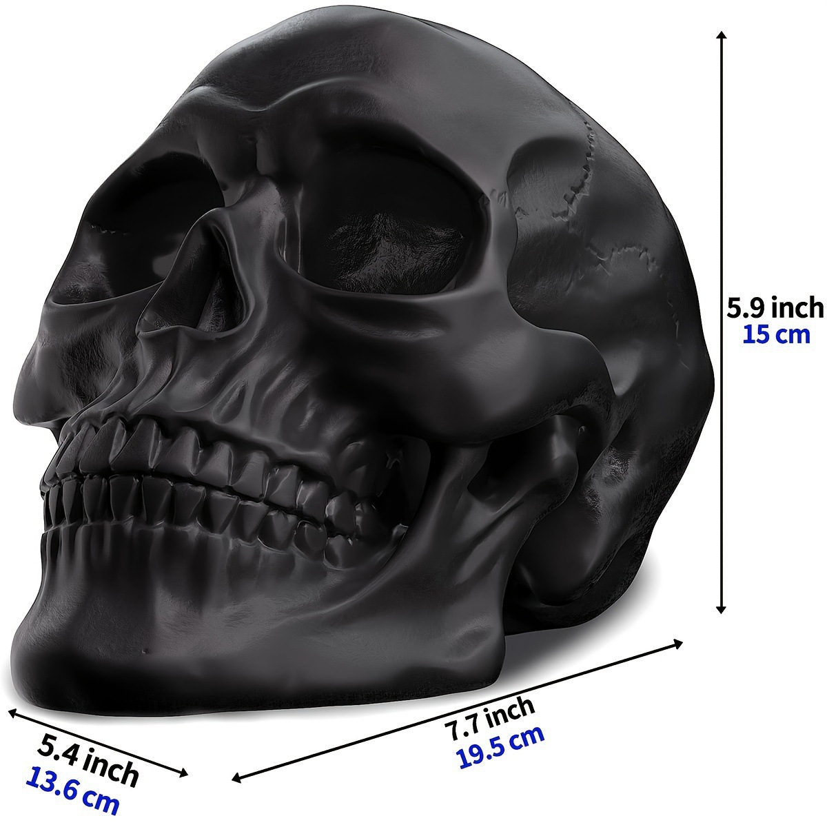 🎃 Resin Human Skull Statue | Gothic Skull Decor for Halloween, Dark Academia & Haunted House