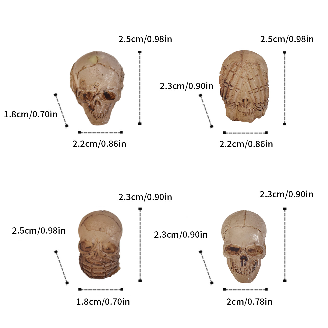 Miniature Skull Set of 20 Halloween Decorations and Ghost Festival Atmosphere Ornaments