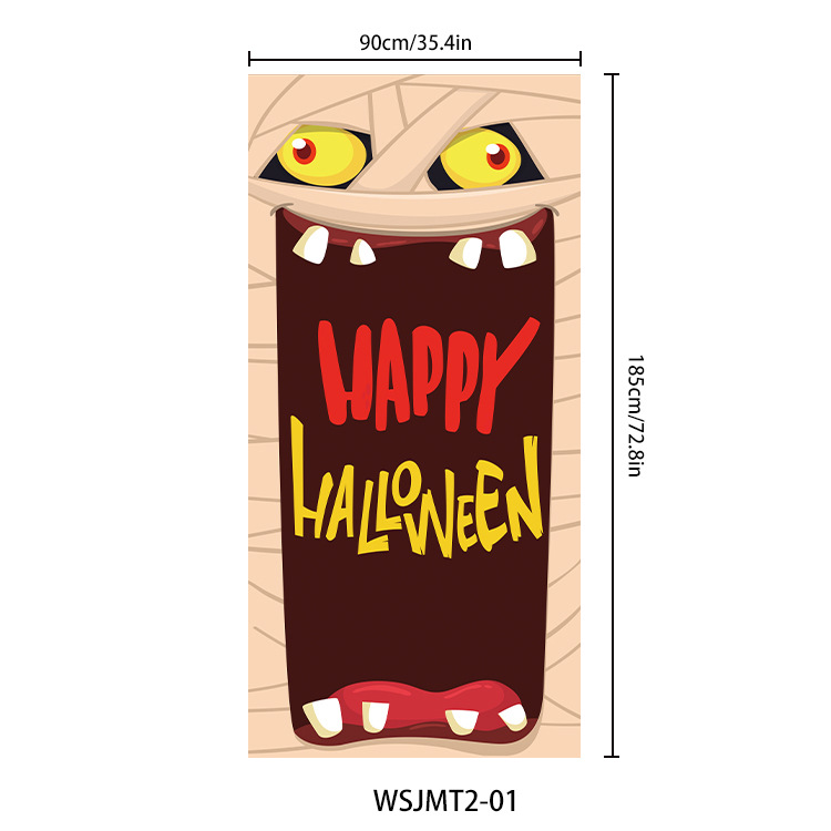 Halloween Door Cover Flag, Bloody Handprint Spooky Haunted House Decorations, Atmosphere Door Curtain, Holiday Banner