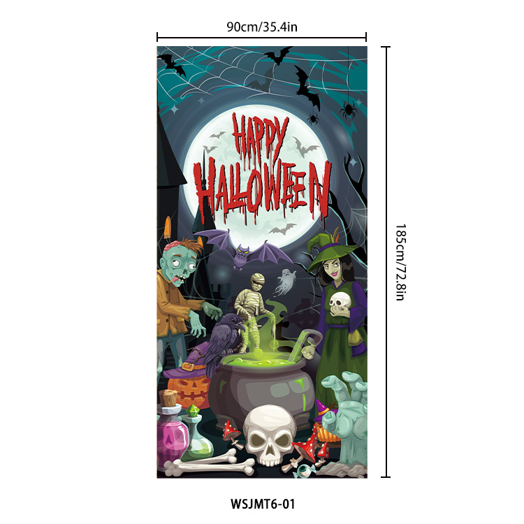 Halloween Door Cover Flag, Bloody Handprint Spooky Haunted House Decorations, Atmosphere Door Curtain, Holiday Banner