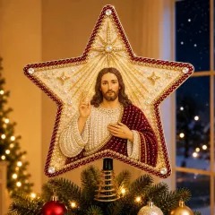 ✝️ Beginner-Friendly Christian Faith Pearl Diamond Art Christmas Tree Topper DIY Kit 💕