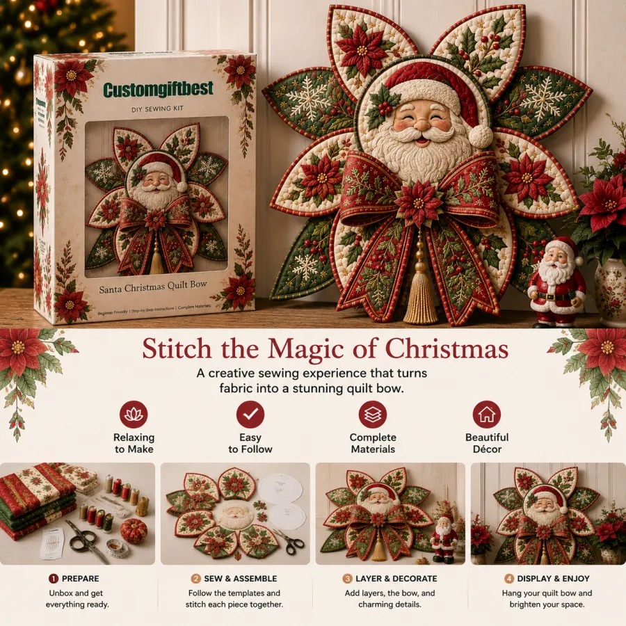 Christmas DIY Quilt Bow Sewing Kit 🎄