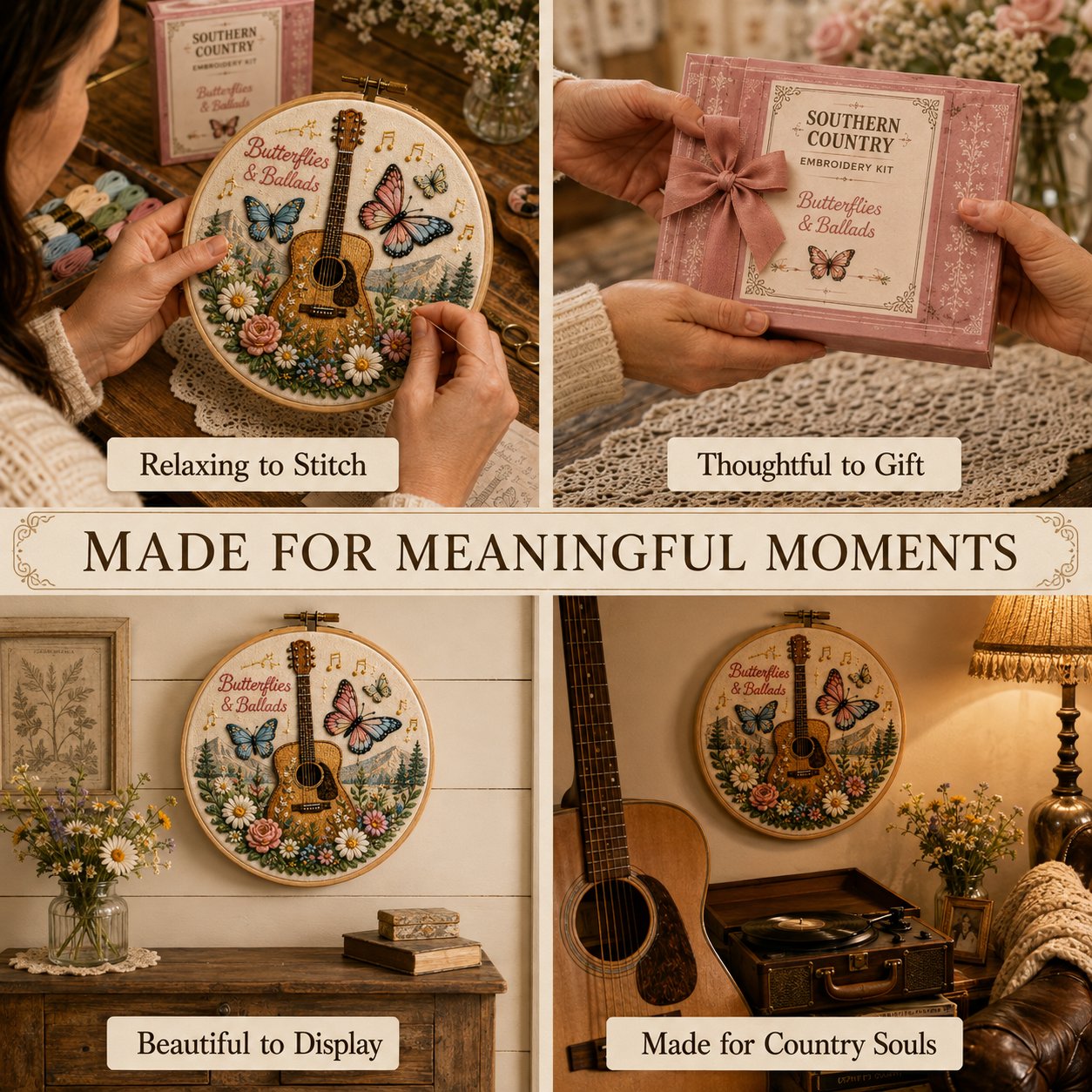 Southern Country embroidery used for relaxing, gifting, and home display Southern Country embroidery used for relaxing, gifting, and home display