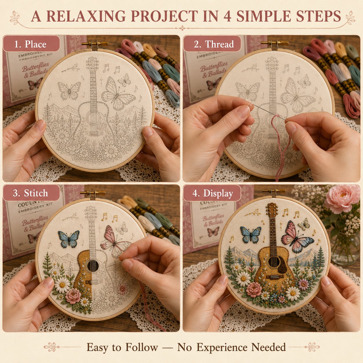 Four simple steps for completing the Southern Country embroidery project Four simple steps for completing the Southern Country embroidery project