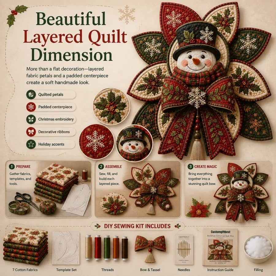 Christmas DIY Quilt Bow Sewing Kit 🎄