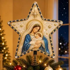 ✝️ Beginner-Friendly Christian Faith Pearl Diamond Art Christmas Tree Topper DIY Kit 💕