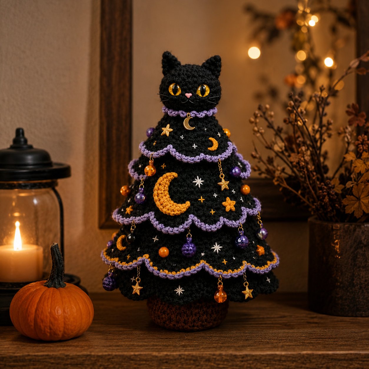  Halloween Tree DIY Crochet Kit | All-In-One Kit for a Layered 7-Inch Spooky Tabletop Decoration 🧶👻✨