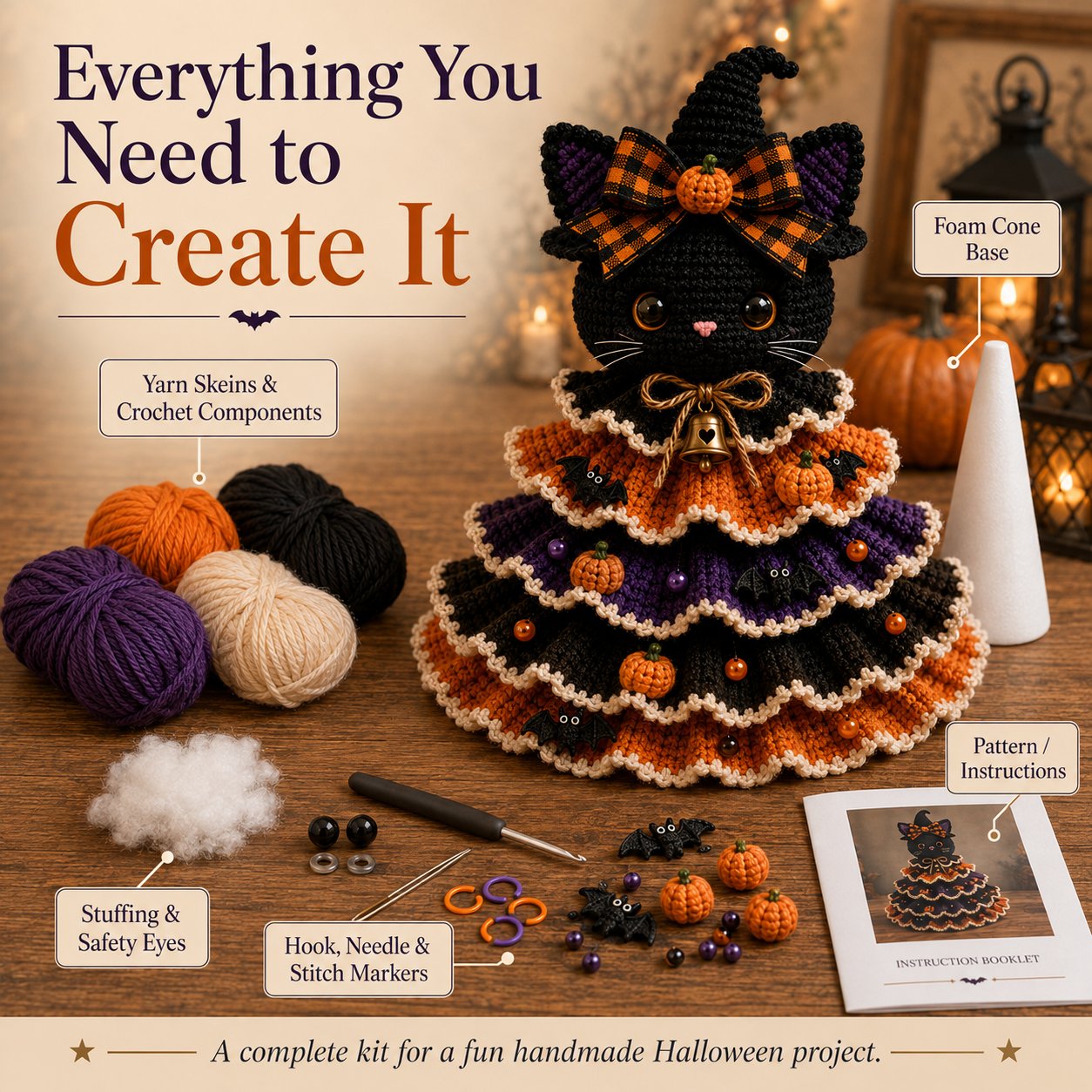 🎃 Halloween Crochet Tabletop Decor DIY Kit