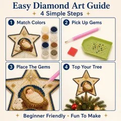 ✝️ Beginner-Friendly Christian Faith Pearl Diamond Art Christmas Tree Topper DIY Kit 💕
