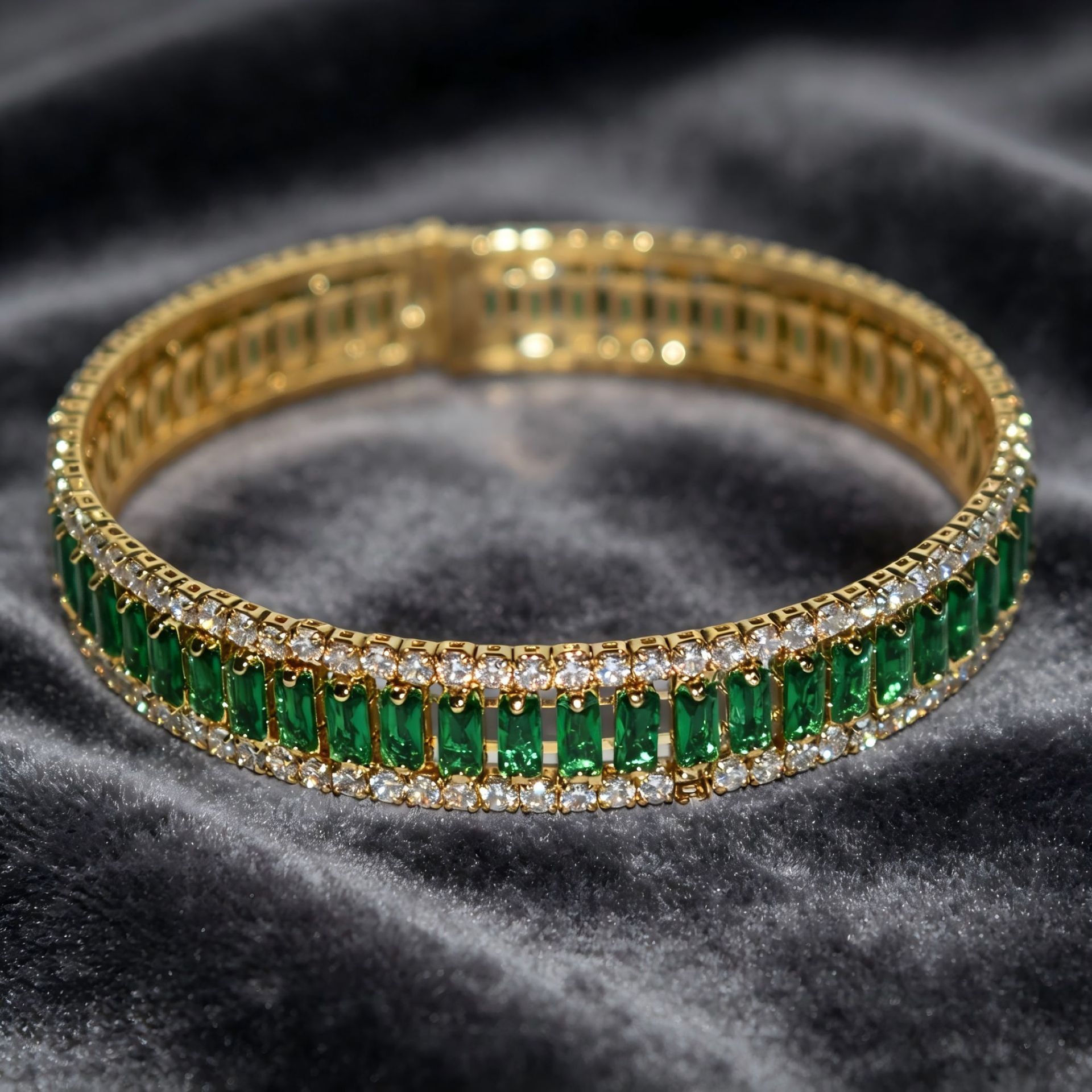 Starlight Rhythm Geometric Pavé Open Cuff Bracelet