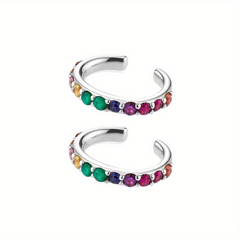 Rainbow Dopamine 14K Gold S925 Silver Colorful Gemstone Stacking Earrings Set