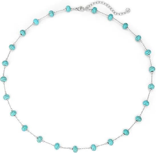 18K Gold / S925 Silver Natural Turquoise Necklace Bracelet Set