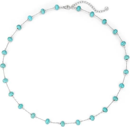 18K Gold / S925 Silver Natural Turquoise Necklace Bracelet Set