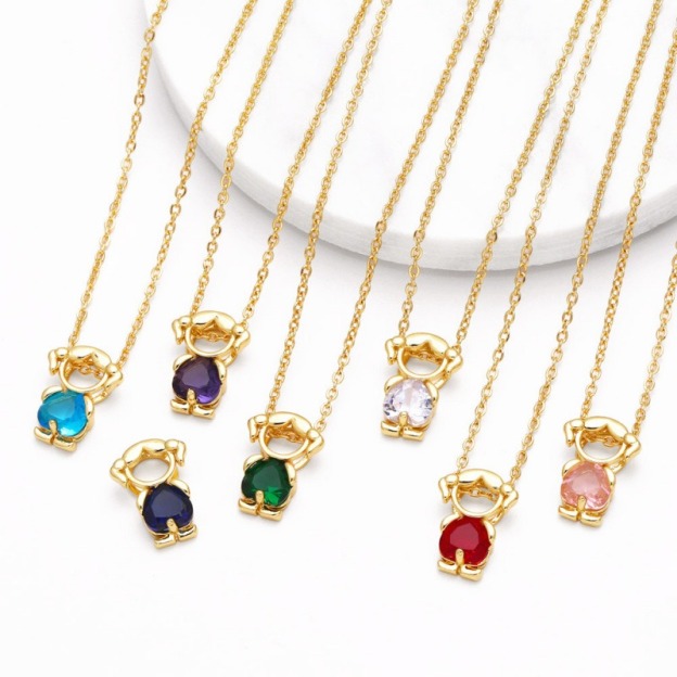 Treasured Moments 14K Gold Birthstone Little Person Pendant Necklace