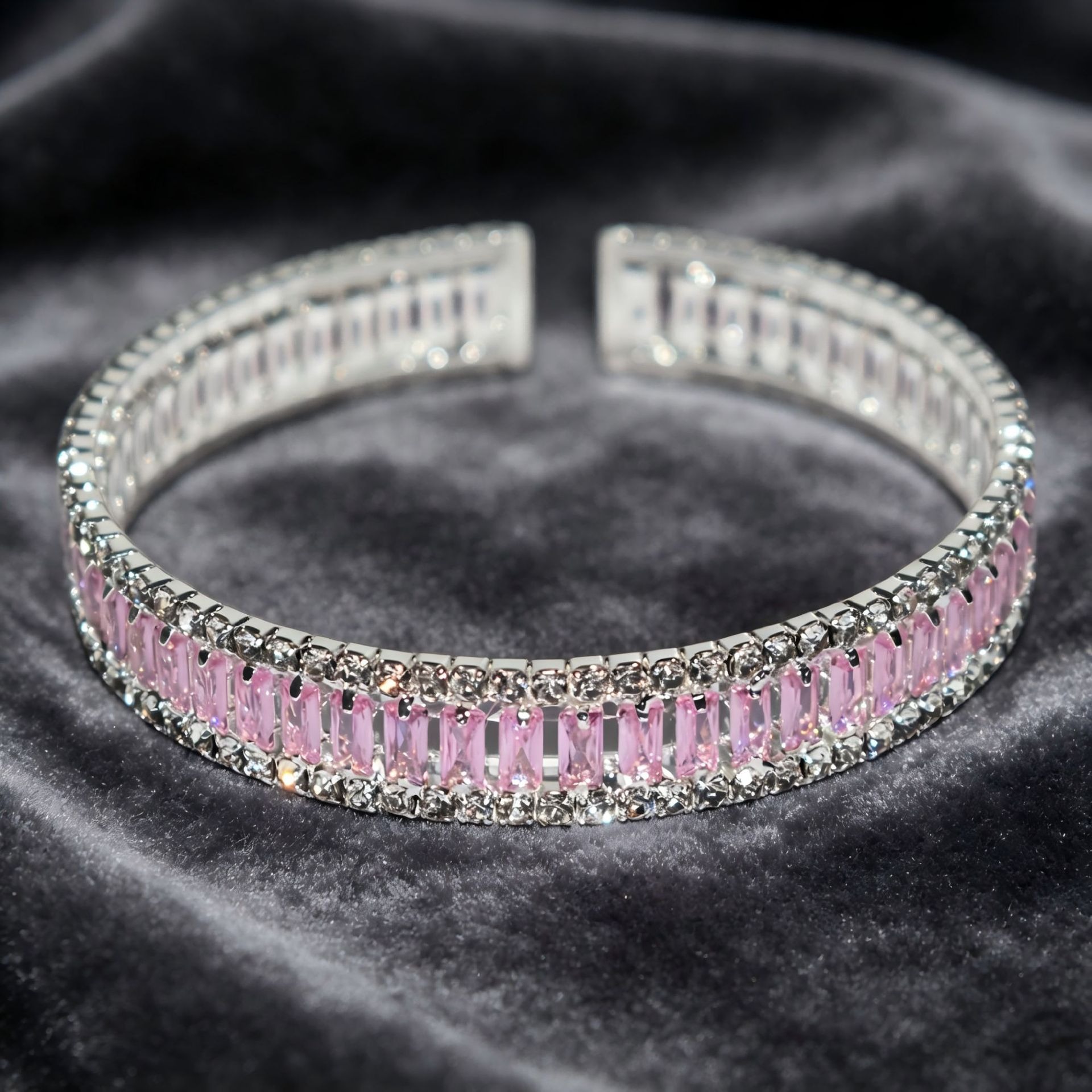 Starlight Rhythm Geometric Pavé Open Cuff Bracelet