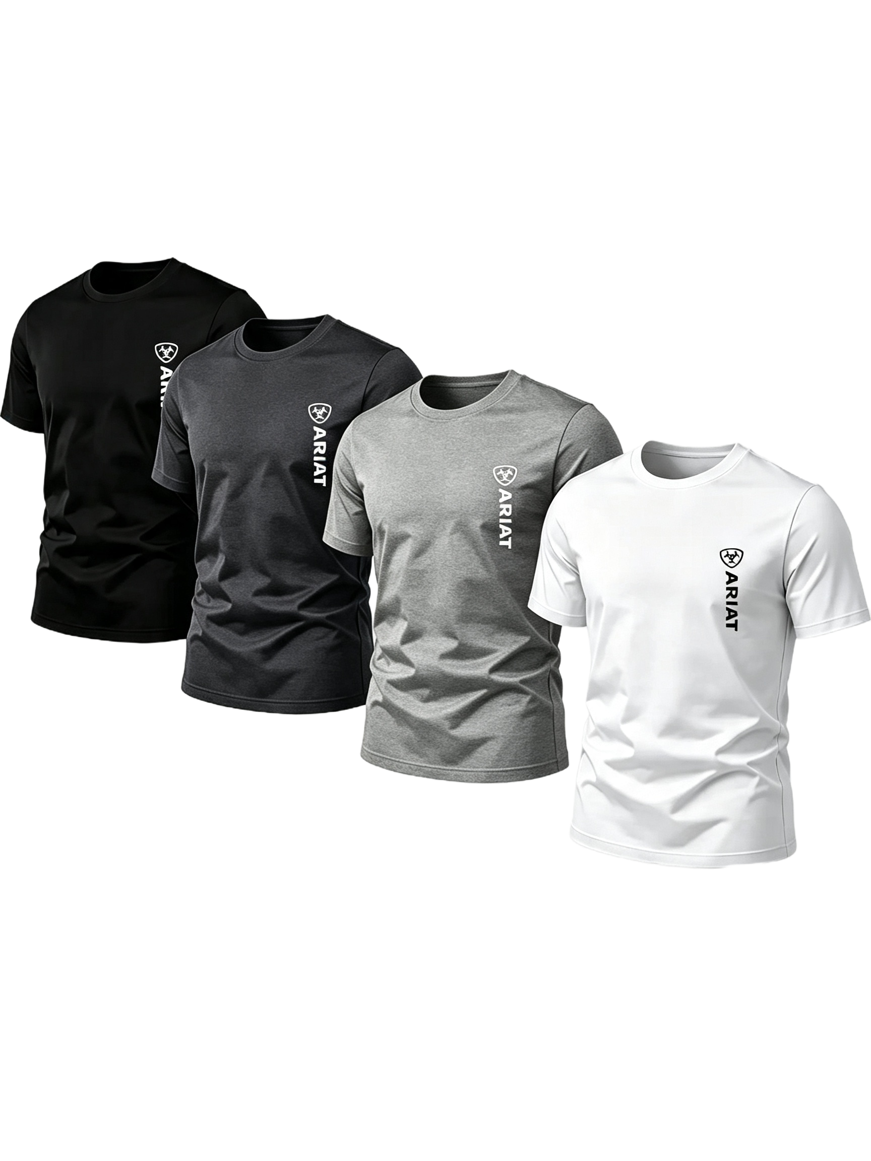 Summer American Vertical Shield Print Short Sleeve T-Shirt