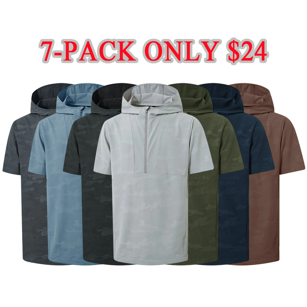 Short Sleeve Hoodies For Men Pocket Water
