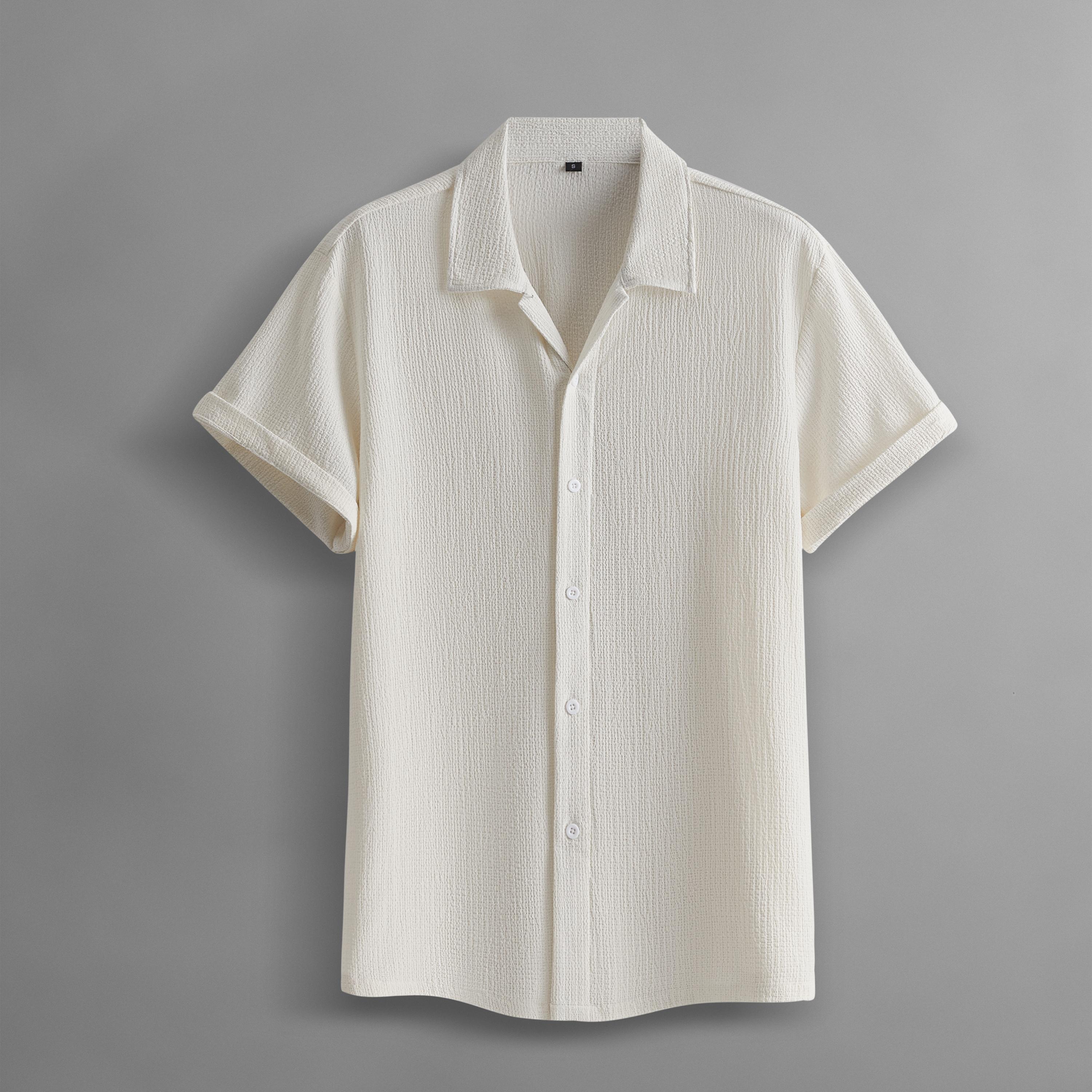 Men&rsquo;s Summer Lightweight Breathable Solid Color Short-Sleeve Dress Shirts with Turn-Down Collar for Commuting, 4-Pack