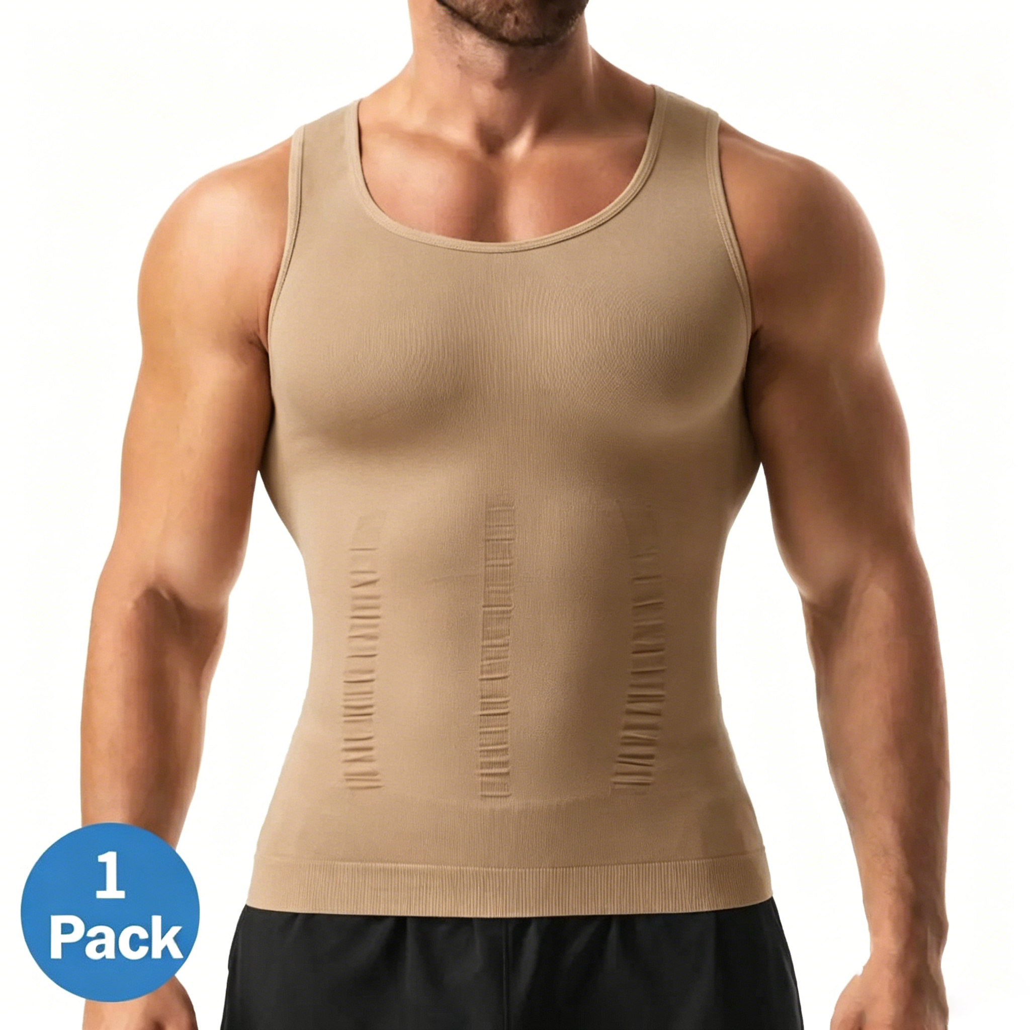 Men's Compression Shaper Vest Shapewear Tank Top - Lightweight, Breathable Elastic Soft Stretchy Fabric