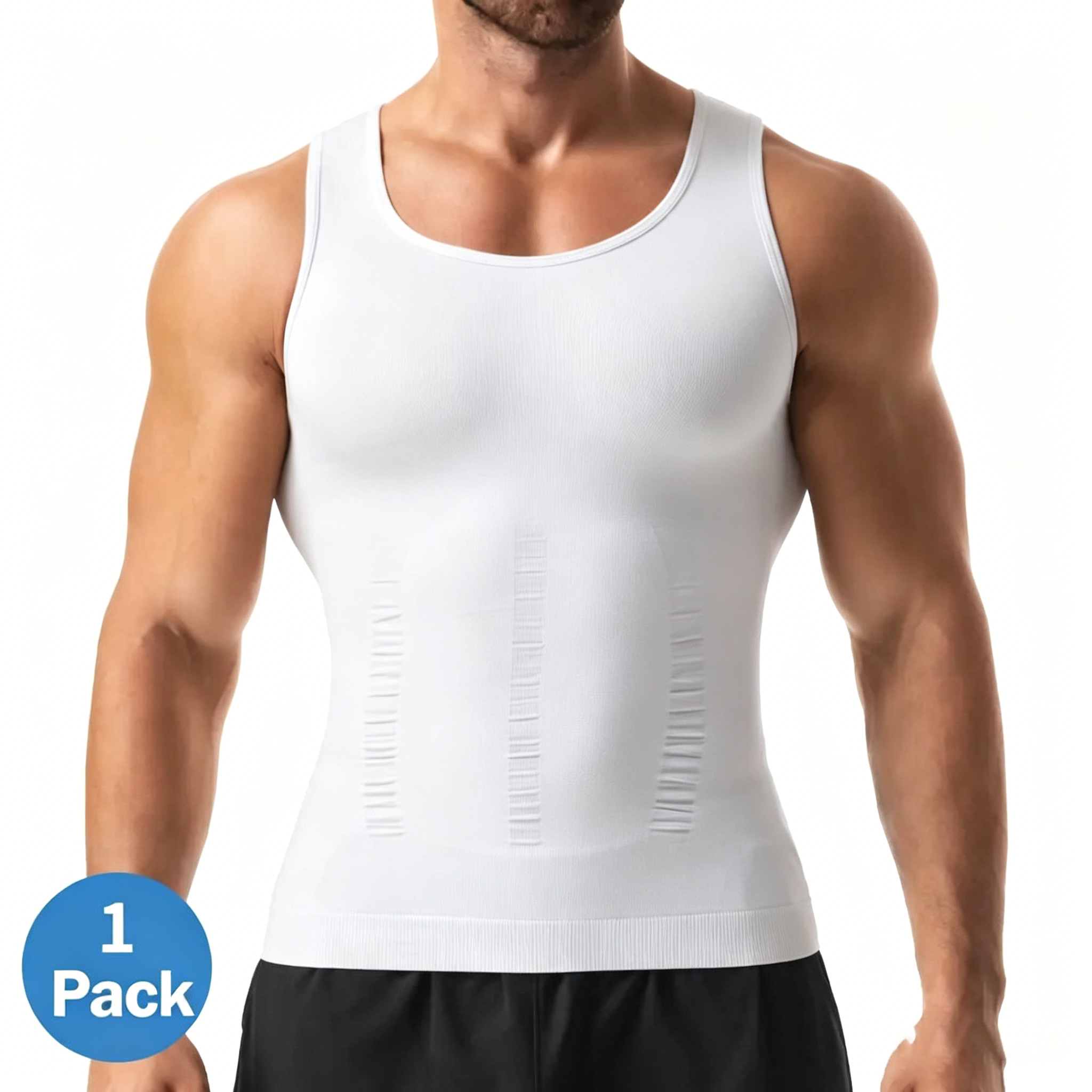 Men's Compression Shaper Vest Shapewear Tank Top - Lightweight, Breathable Elastic Soft Stretchy Fabric